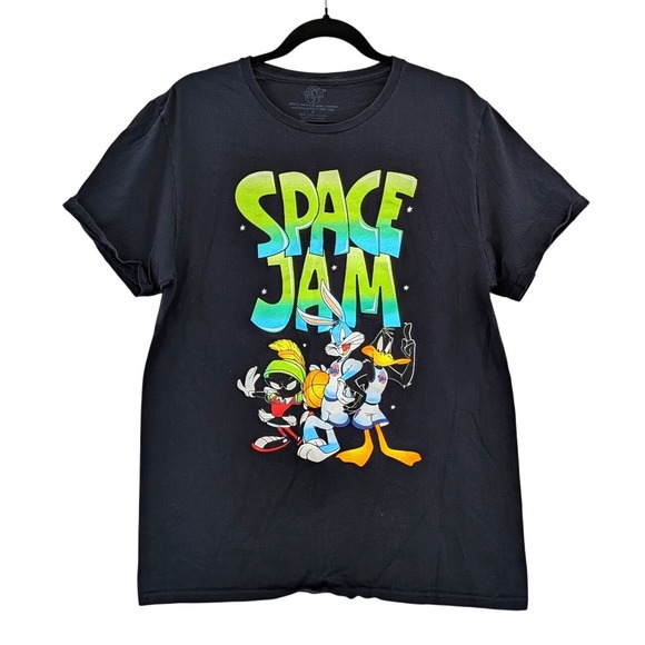 Space Jam Tops - Space Jam Looney Tunes Graphic T-Shirt Black‎ Size L